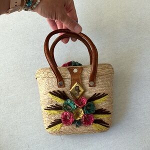 Vintage Straw Mini Holiday Bag